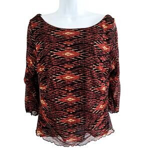 Bandolino Mesh Overlay 3/4 Sleeve Top